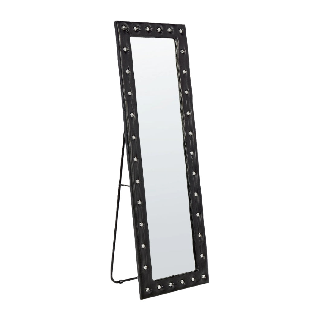 Espejo de Pie con Marco Negro y Piedras de Cristal