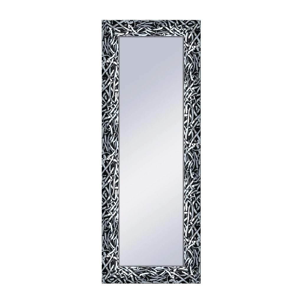 Espejo de Cuerpo Entero con Marco Abstracto Negro y Plateado