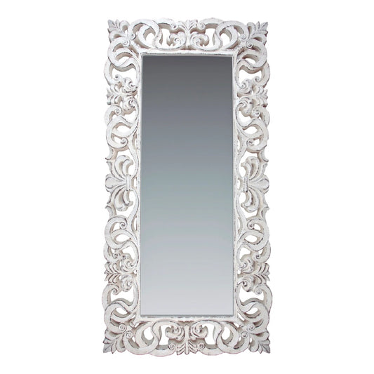Espejo de Cuerpo Entero con Marco Blanco Tallado